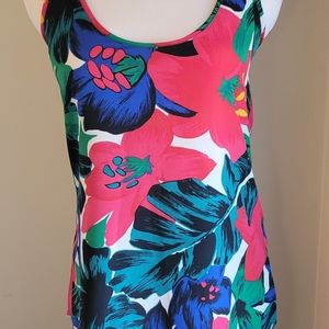 Armani Exchange ladies women's tank topink top floral zipper in back. XS